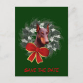 Bewaar de datum Doberman Wreath Holiday Aankondigingskaart (Voorkant)