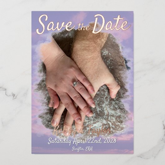 Bewaar de datum: Dream Clouds Lover Thema Folie Uitnodiging (Voorkant)