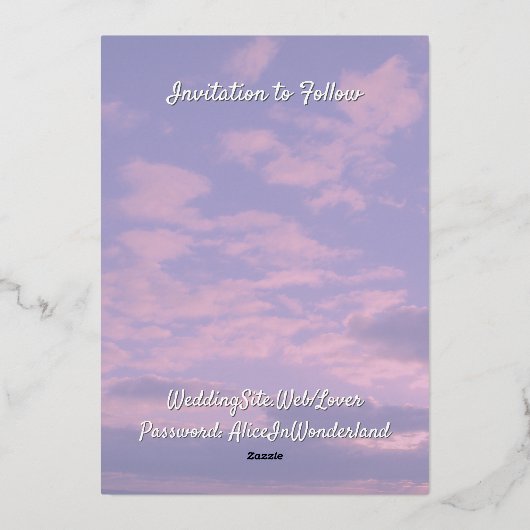 Bewaar de datum: Dream Clouds Lover Thema Folie Uitnodiging (Achterkant)