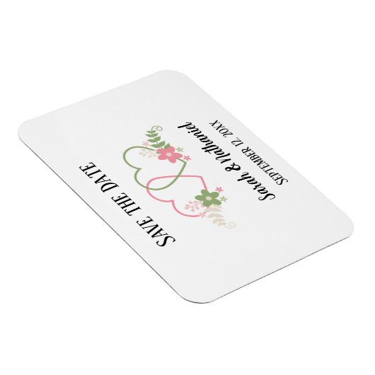 Bewaar de datum dubbele harten Bruid & Bruidegom N Magneet (Rechterzijde)