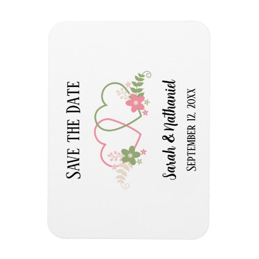 Bewaar de datum dubbele harten Bruid & Bruidegom N Magneet (Verticaal)