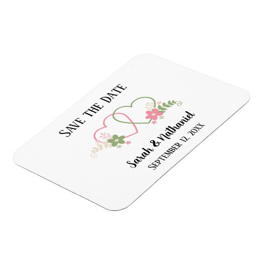 Bewaar de datum dubbele harten Bruid & Bruidegom N Magneet (Linkerzijde)