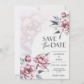 Bewaar de datum Dusky Pink Peony Wedding Save The Date (Voorkant)