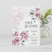 Bewaar de datum Dusky Pink Peony Wedding Save The Date (Staand voorkant)
