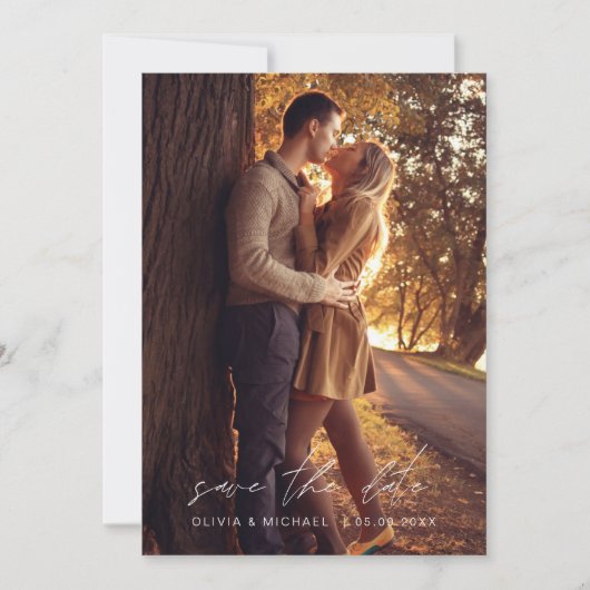 Bewaar de datum Dusty Blue Handwrited Wedding Save The Date (Voorkant)