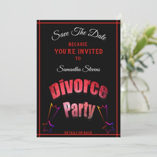 Bewaar de datum echtscheiding partij elke naam elk save the date (Staand voorkant)