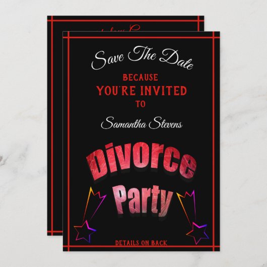 Bewaar de datum echtscheiding partij elke naam elk save the date (Voorkant / Achterkant)