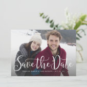 Bewaar de datum eenvoudig script horizontale fotok save the date (Staand voorkant)