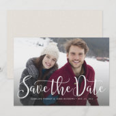 Bewaar de datum eenvoudig script horizontale fotok save the date (Voorkant / Achterkant)
