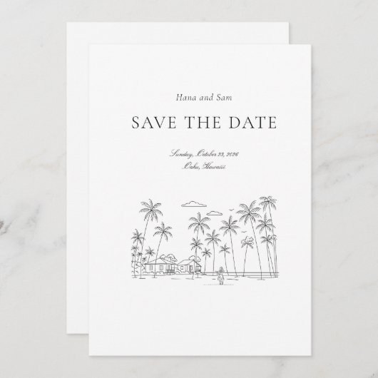 Bewaar de datum eenvoudige bruiloft save the date (Voorkant / Achterkant)