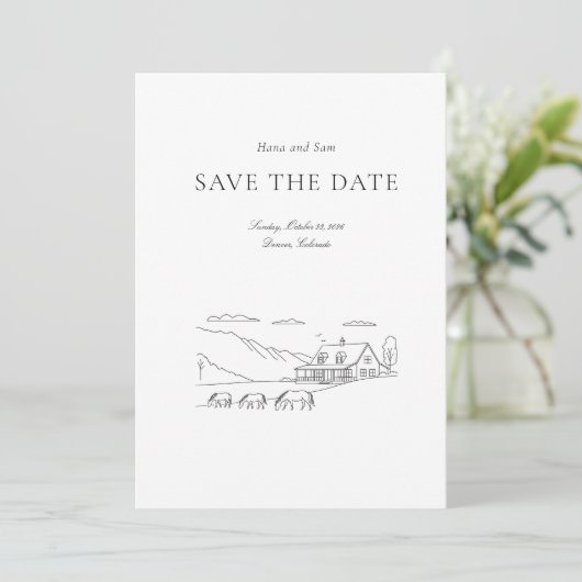 Bewaar de datum eenvoudige bruiloft save the date (Staand voorkant)