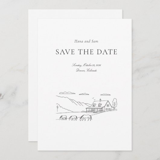 Bewaar de datum eenvoudige bruiloft save the date (Voorkant / Achterkant)