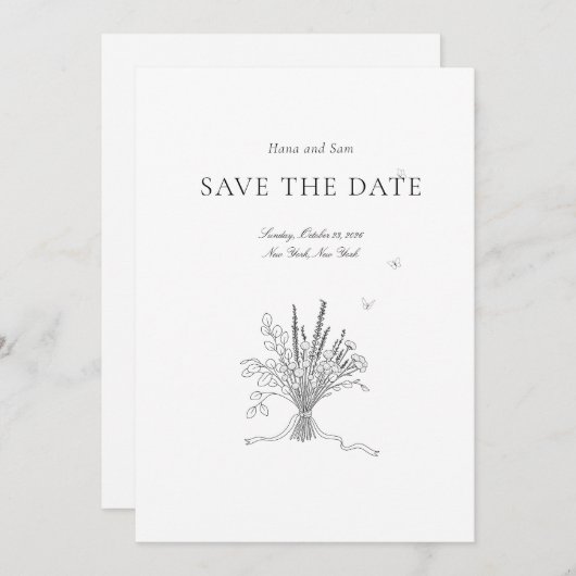 Bewaar de datum eenvoudige bruiloft save the date (Voorkant / Achterkant)