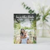 Bewaar de datum Eenvoudige Moderne Script Fotokaar Briefkaart (Staand voorkant)