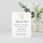 Bewaar de datum EH Monogram of HE Monogram Save The Date (Staand voorkant)