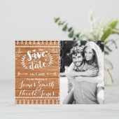Bewaar de datum eikenhouten rustieke foto uitnodig save the date (Staand voorkant)