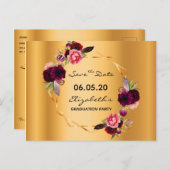 Bewaar de datum eindexamenfeest gouden bloemen 202 briefkaart (Voorkant / Achterkant)