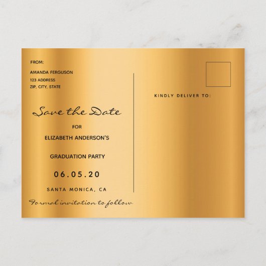 Bewaar de datum eindexamenfeest gouden bloemen 202 briefkaart (Achterkant)