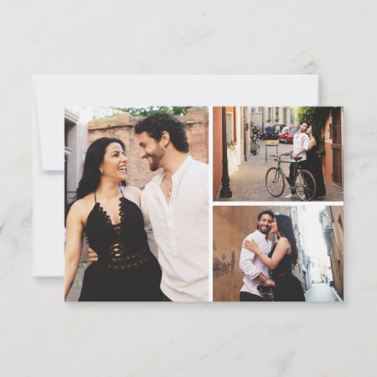 Bewaar de datum Elegant Blush Floral 3-fotokaart Kaart (Voorkant)