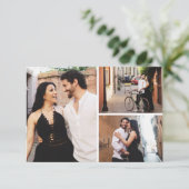 Bewaar de datum Elegant Blush Floral 3-fotokaart Kaart (Staand voorkant)