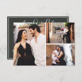 Bewaar de datum Elegant Blush Floral 3-fotokaart Kaart