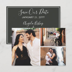 Bewaar de datum Elegant Blush Floral 3-fotokaart Kaart