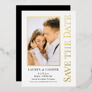 Bewaar de datum Elegant Modern Wedding Gold Folie Uitnodiging