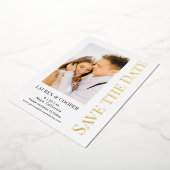 Bewaar de datum Elegant Modern Wedding Gold Folie Uitnodiging (Gedraaid)