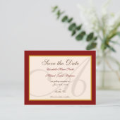 Bewaar de datum Elegant Monogram Bourgogne Briefka Aankondigingskaart (Staand voorkant)