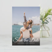 Bewaar de datum Elegant script Eenvoudige foto Save The Date (Staand voorkant)
