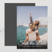 Bewaar de datum Elegant script Eenvoudige foto Save The Date (Voorkant / Achterkant)