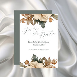 Bewaar de datum Elegant Taupe Floral Save The Date