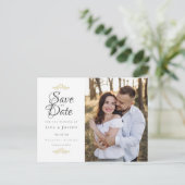 Bewaar de datum Elegant trouwscript met foto Briefkaart (Staand voorkant)