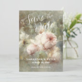 Bewaar de datum Elegante Antiek Rozen Soft Pink Kaart (Staand voorkant)