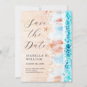 Bewaar de datum Elegante aquarel strand schilderij Save The Date (Voorkant)