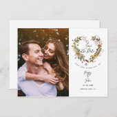 Bewaar de datum Elegante bloemhartenguirlande foto Aankondigingskaart (Voorkant / Achterkant)