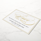 BEWAAR DE DATUM elegante fancy script ivoor goud Folie Uitnodiging (Gedraaid)