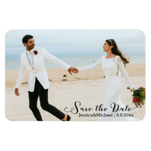 bewaar de datum,elegante handgeschreven trouwfoto magneet