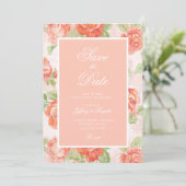 Bewaar de datum elegante oranje bloem bruiloft  save the date (Staand voorkant)