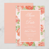 Bewaar de datum elegante oranje bloem bruiloft  save the date (Voorkant / Achterkant)