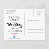 Bewaar de datum - Elegante paarse bloem bruiloft Aankondigingskaart (Achterkant)