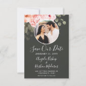 Bewaar de datum Elegante roze bloemenbruiloft Kaar Kaart (Voorkant)