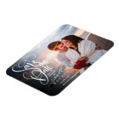 Bewaar de datum Elegante script foto Magneet (Linkerzijde)