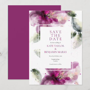 Bewaar de datum Elegante waterverf Roze lelie bloe Kaart