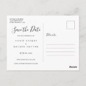 Bewaar de datum Elegante witte script foto ansicht Briefkaart (Achterkant)