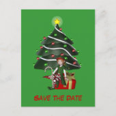 Bewaar de datum Elf kerstboom vakantie Briefkaart (Voorkant)
