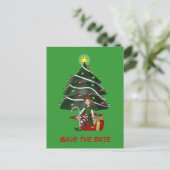 Bewaar de datum Elf kerstboom vakantie Briefkaart (Staand voorkant)