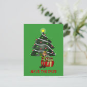 Bewaar de datum Elf kerstboom vakantie Briefkaart (Staand voorkant)