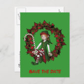 Bewaar de datum elf op krans vakantie aankondigingskaart (Voorkant / Achterkant)