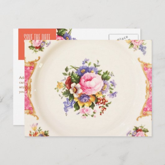 Bewaar de datum English Roos Garden Party Tea Aankondigingskaart (Voorkant / Achterkant)